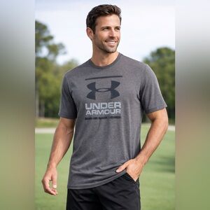 Under Armour T Shirt Mens Large Gray Big Logo Graphic Tee